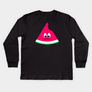 Cute sad bitten piece of watermelon Kids Long Sleeve T-Shirt